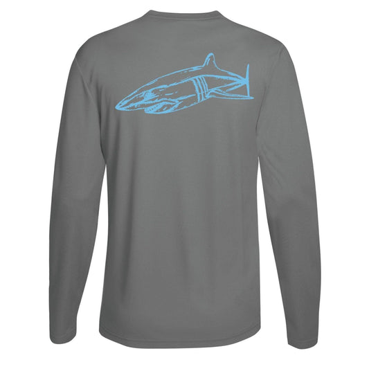Gray long sleeve Mako shark performance dry-fit shirt