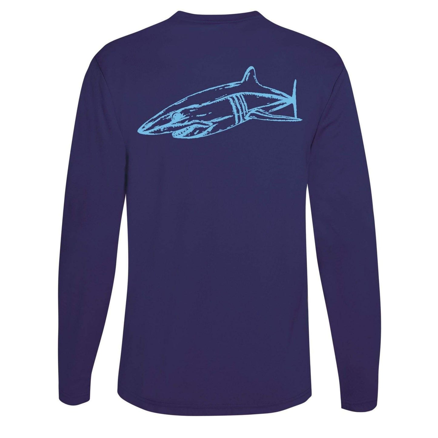 Navy long sleeve Mako shark performance dry-fit shirt