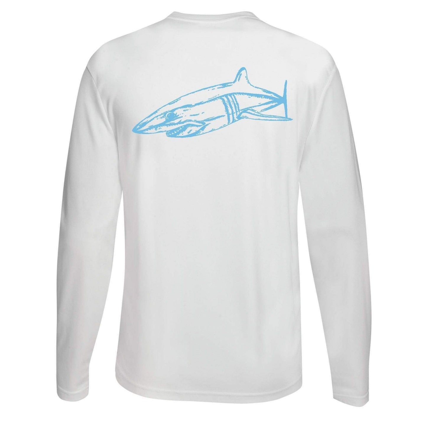 White long sleeve Mako shark performance dry-fit shirt
