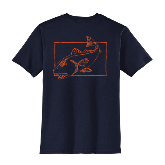 Redfish Cotton T-shirt in Navy by Reel Fishy