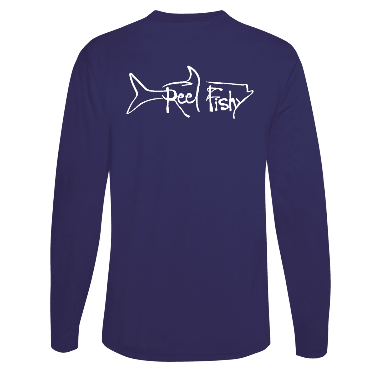 Unisex Navy Tarpon Performance Fishing Long Sleeve Shirt with 50+ UPF by Reel Fishy Apparel