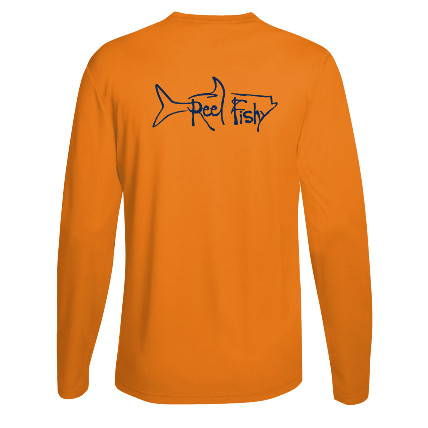 Unisex Neon Orange Tarpon Performance Fishing Long Sleeve Shirt with 50+ UPF by Reel Fishy Apparel