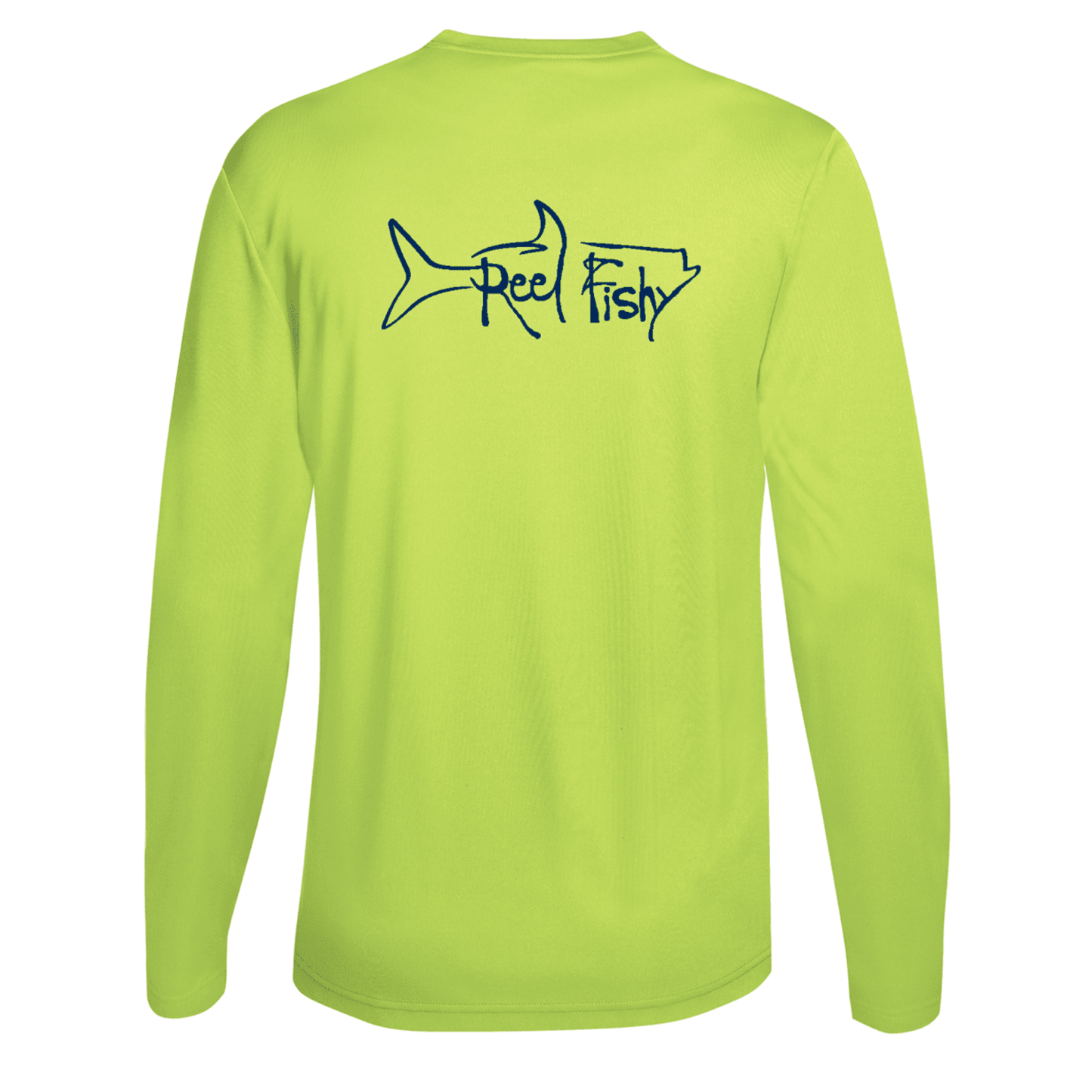 Unisex Neon Yellow Tarpon Performance Fishing Long Sleeve Shirt with 50+ UPF by Reel Fishy Apparel