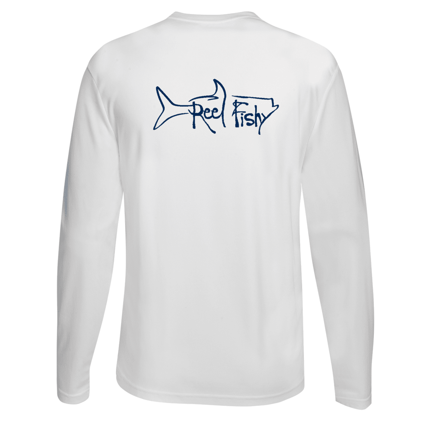 Unisex White Tarpon Performance Fishing Long Sleeve Shirt with 50+ UPF by Reel Fishy Apparel