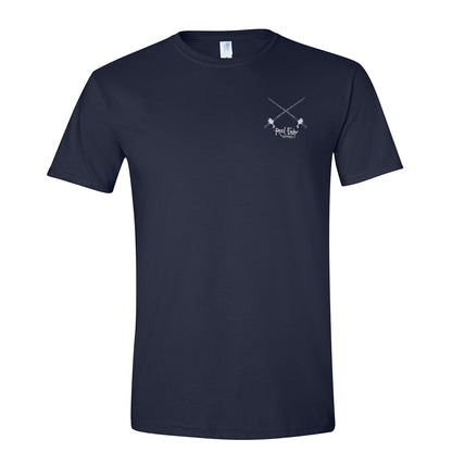 Bass "Reel Hawg" Navy Cotton Short Sleeve Crew T-shirt with Reel Fishy salt rods on front