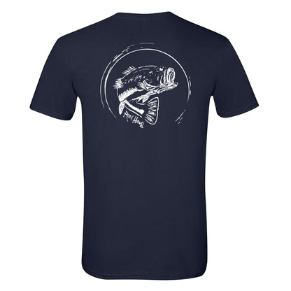 Bass "Reel Hawg" Navy Cotton Short Sleeve Crew T-shirt by Reel Fishy
