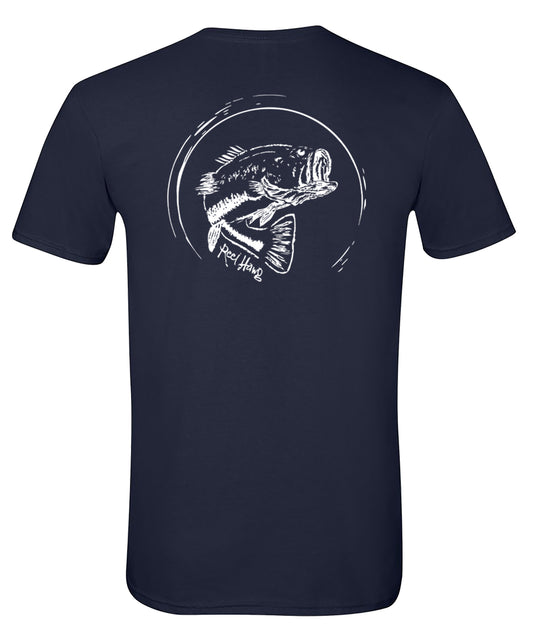 Bass "Reel Hawg" Navy Cotton Short Sleeve Crew T-shirt by Reel Fishy