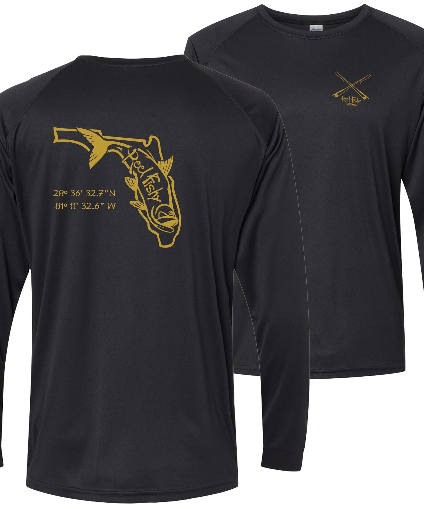 Black/Gold Tarpon State of FL Team Performance Shirts 50+UV Sun Protection Long Sleeves