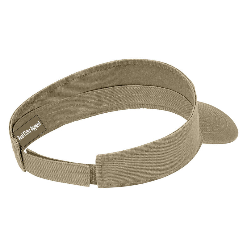 Back of Khaki Blue Crab visor with velcrom closure by Reel Fishy Apparel