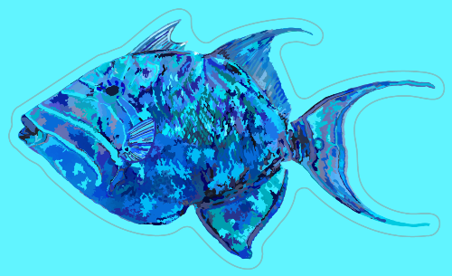 Vibrant Blue Triggerfish Decal