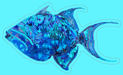 Vibrant Blue Triggerfish Decal