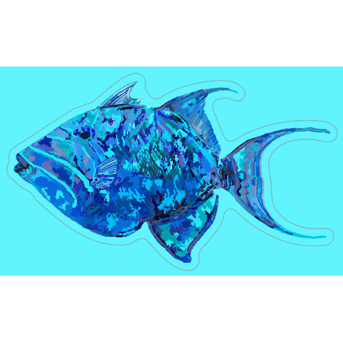 Vibrant Blue Triggerfish Decal