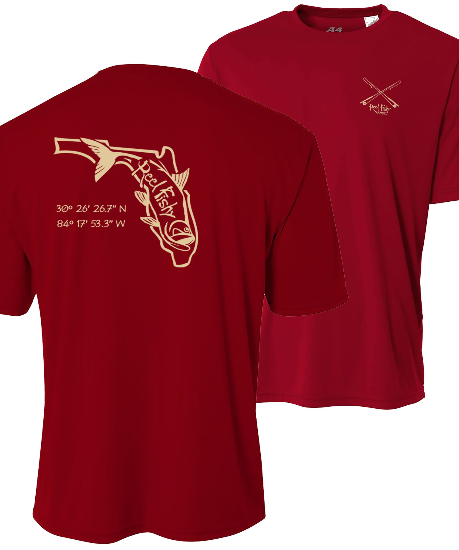 Cardinal/Gold Tarpon State of FL Team Performance Shirts 50+UV Sun Protection Short Sleeves