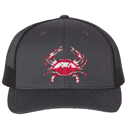 Blue Crab Charcoal and Black Mesh Structured Trucker Hat with Snapback