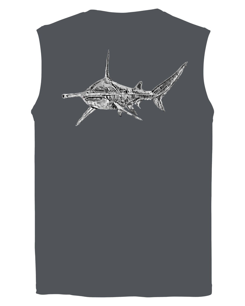 Charcoal Performance Hammerhead Shark Sleeveless Shirt