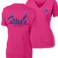 Ladies Pelicans Costal Distancing Performance V-neck Pink Short Sleeve