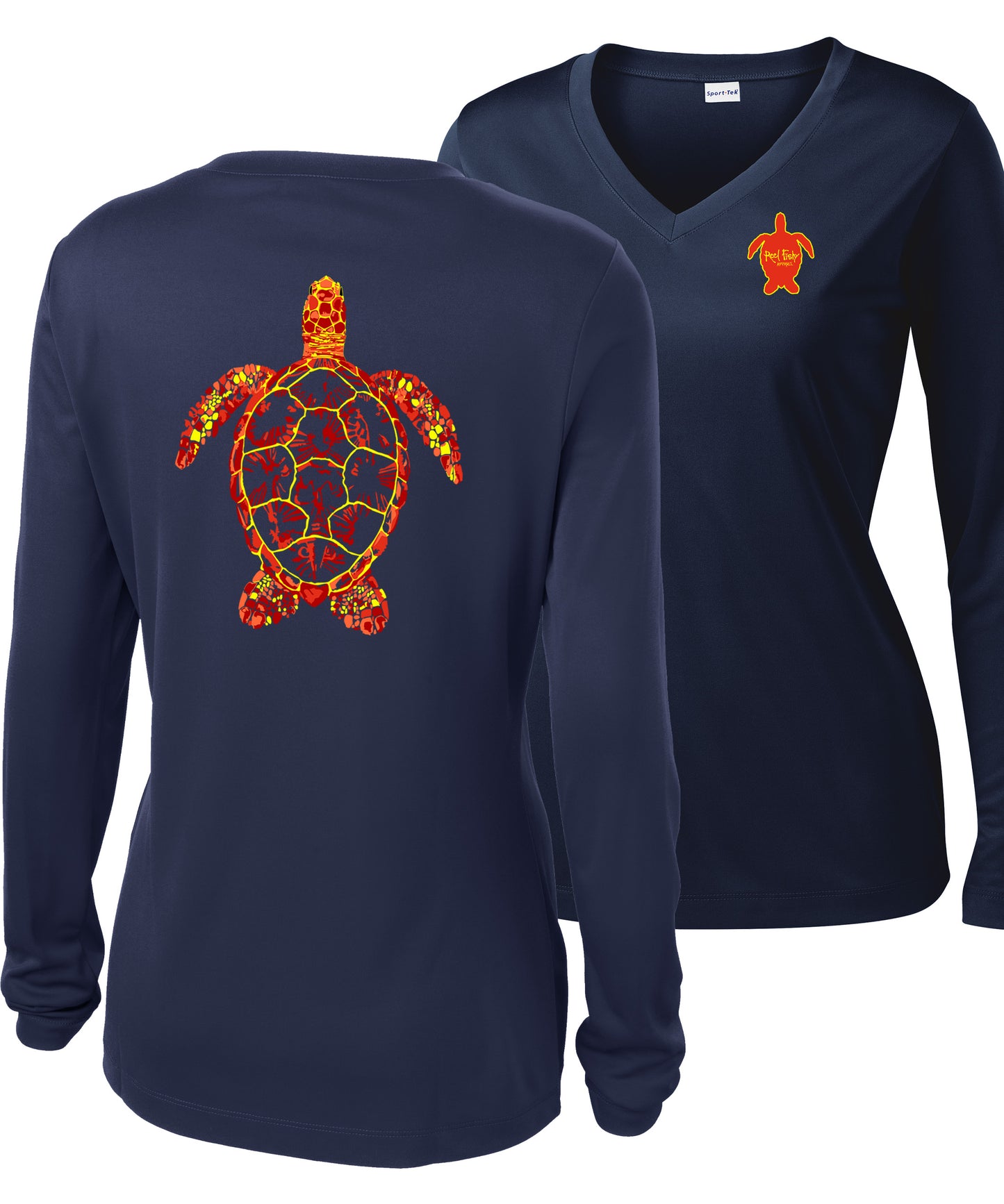 Women's Turtle Performance v-neck shirt long sleeve in Navy