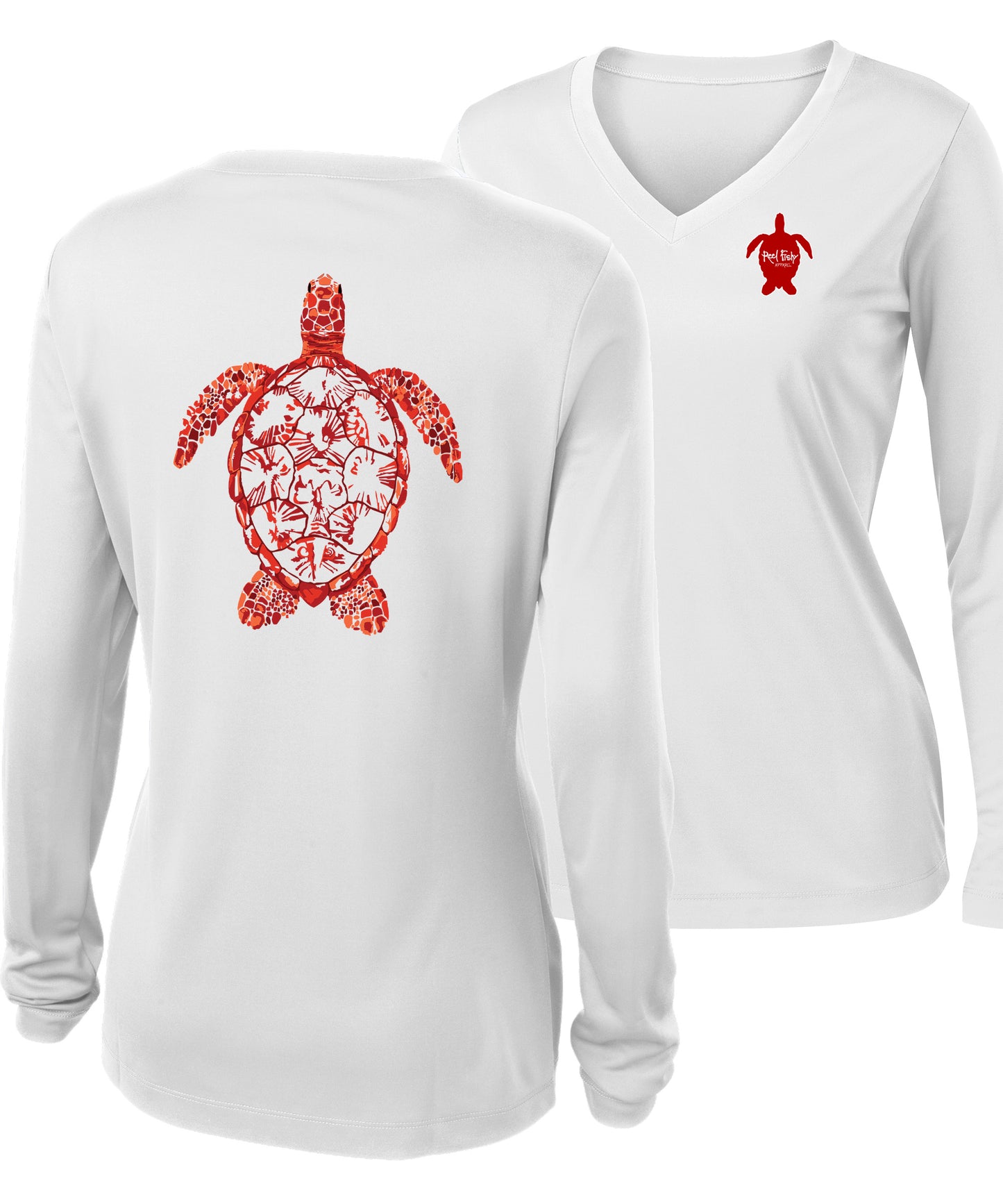 Women's Turtle Performance v-neck shirt long sleeve in White