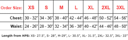 Men's Performance Dry-Fit Size Chart