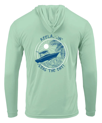 Reelaxin' -Seas the Day Performance Hoodie Dry-fit Long Sleeve - Mint Green