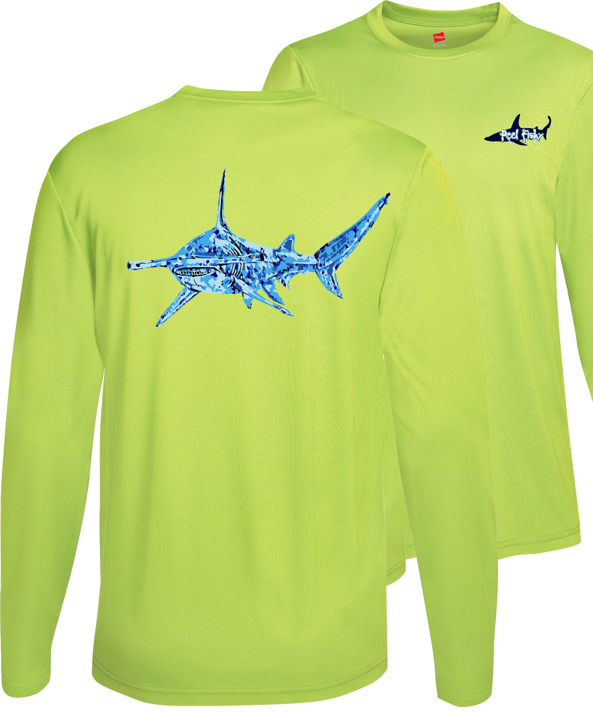 New Hammerhead Shark Performance Dry Fit Fishing 50 UV Shirt Reel Fishy Apparel