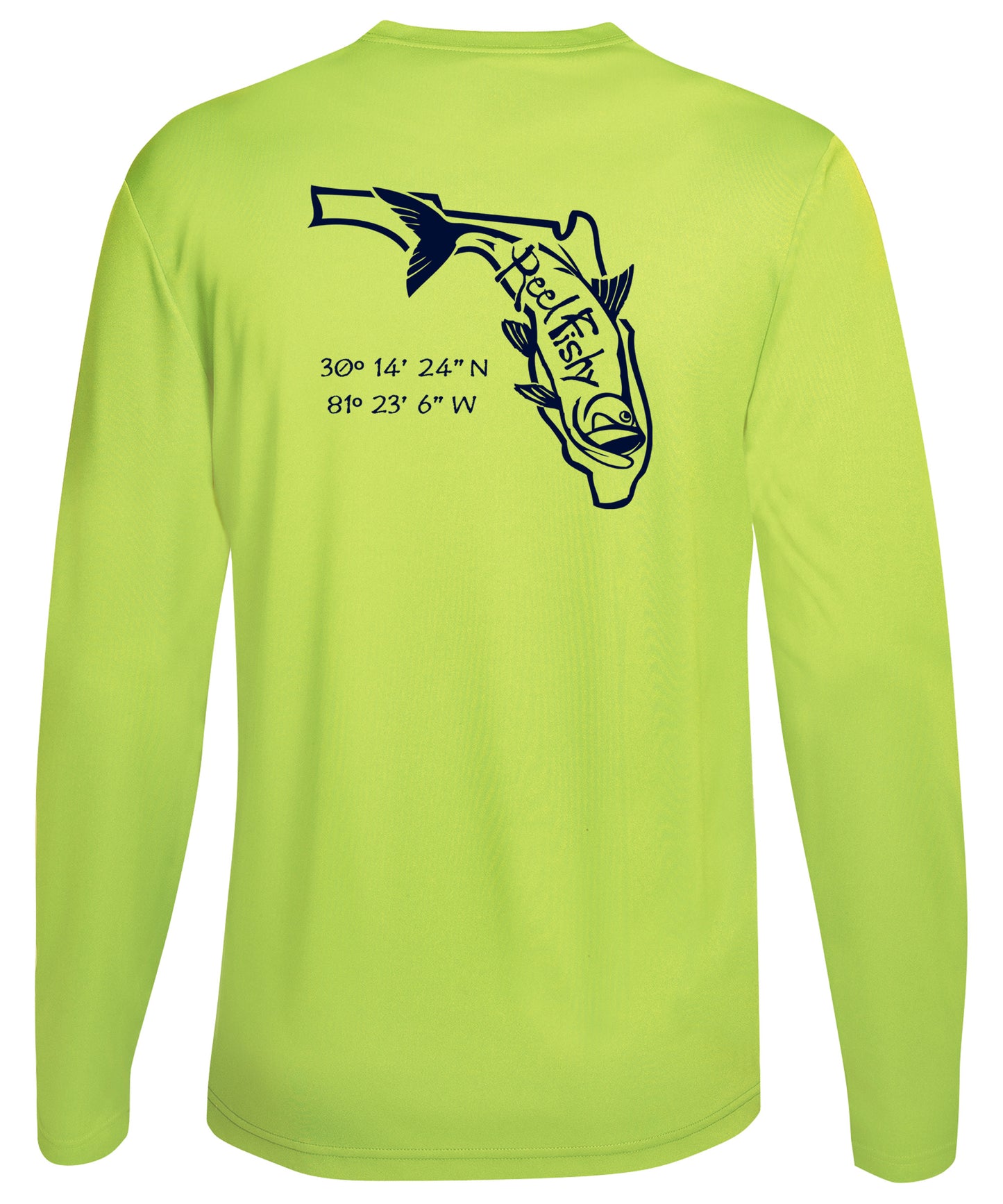 Neon Green/Navy Tarpon State of FL Performance Shirts 50+UV Sun Protection Long Sleeves