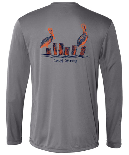 Pelicans Coastal Distancing Performance Dry-fit Gray Long Sleeve Shirts