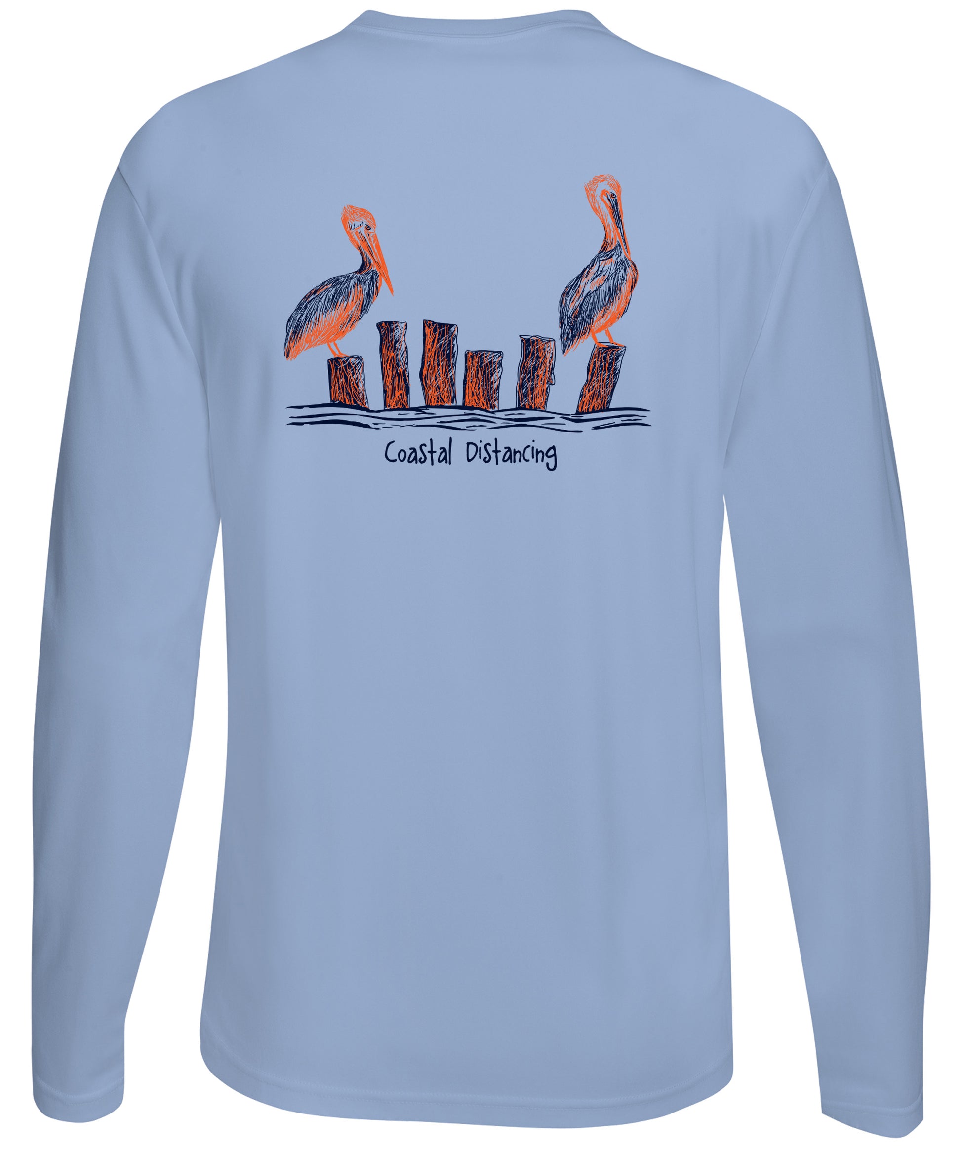 Pelicans Coastal Distancing Performance Dry-fit Lt. Blue Long Sleeve Shirts