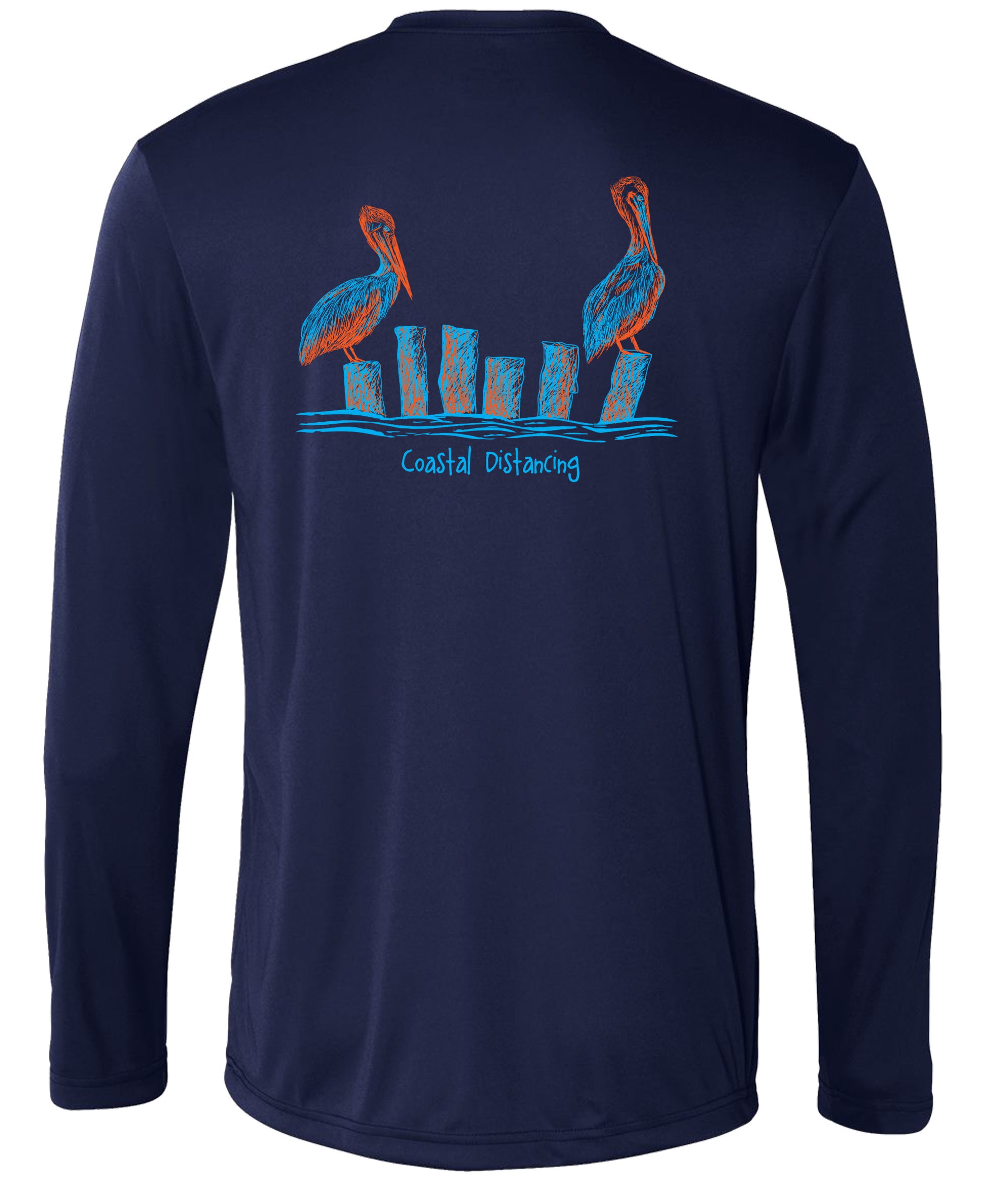 Pelicans Coastal Distancing Performance Dry-fit Navy Long Sleeve Shirts