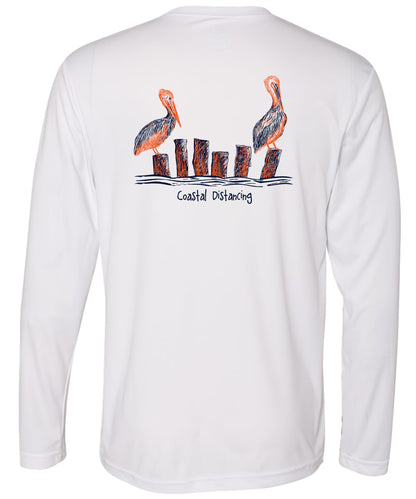 Pelicans Coastal Distancing Performance Dry-fit White Long Sleeve Shirts