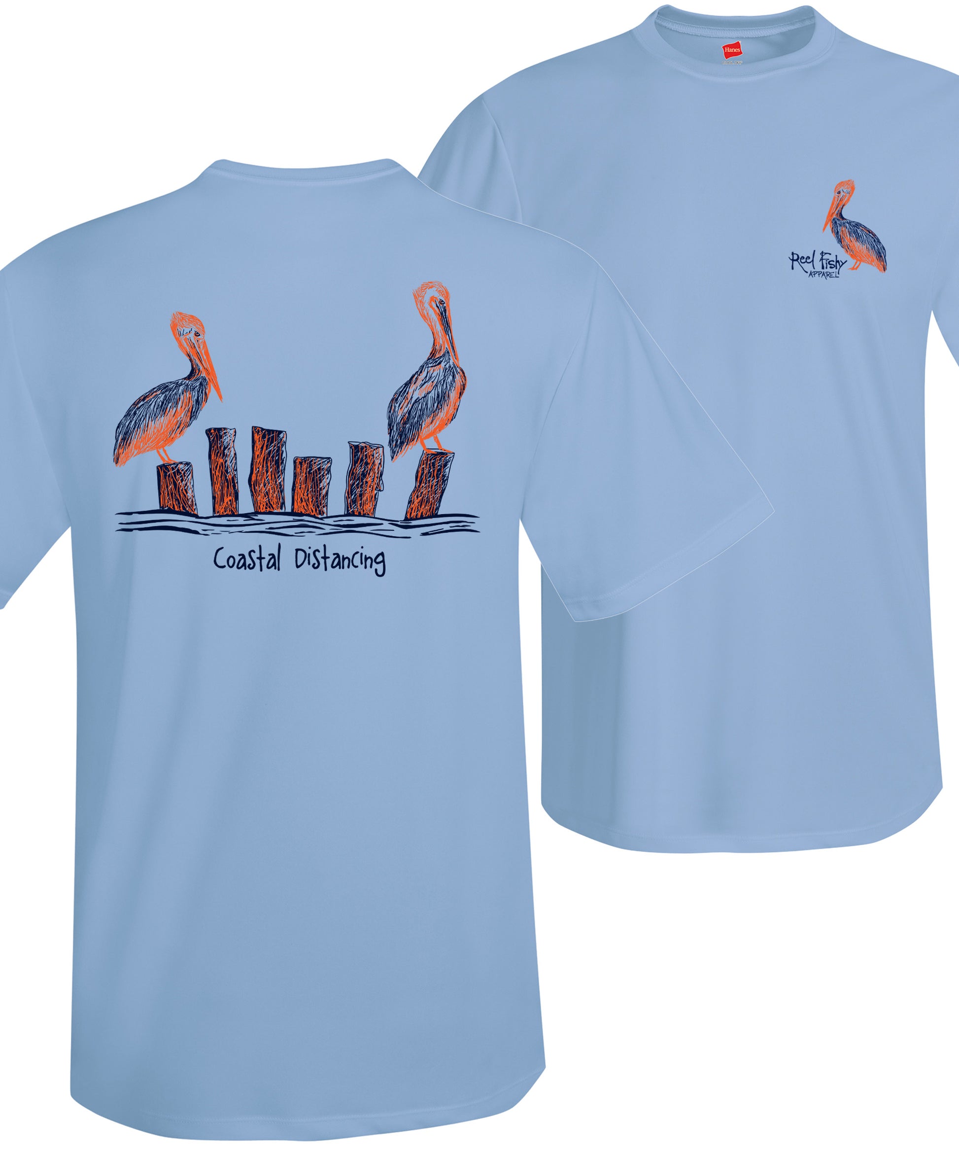 Pelicans Coastal Distancing Performance Dry-fit Lt. Blue Short Sleeve Shirts