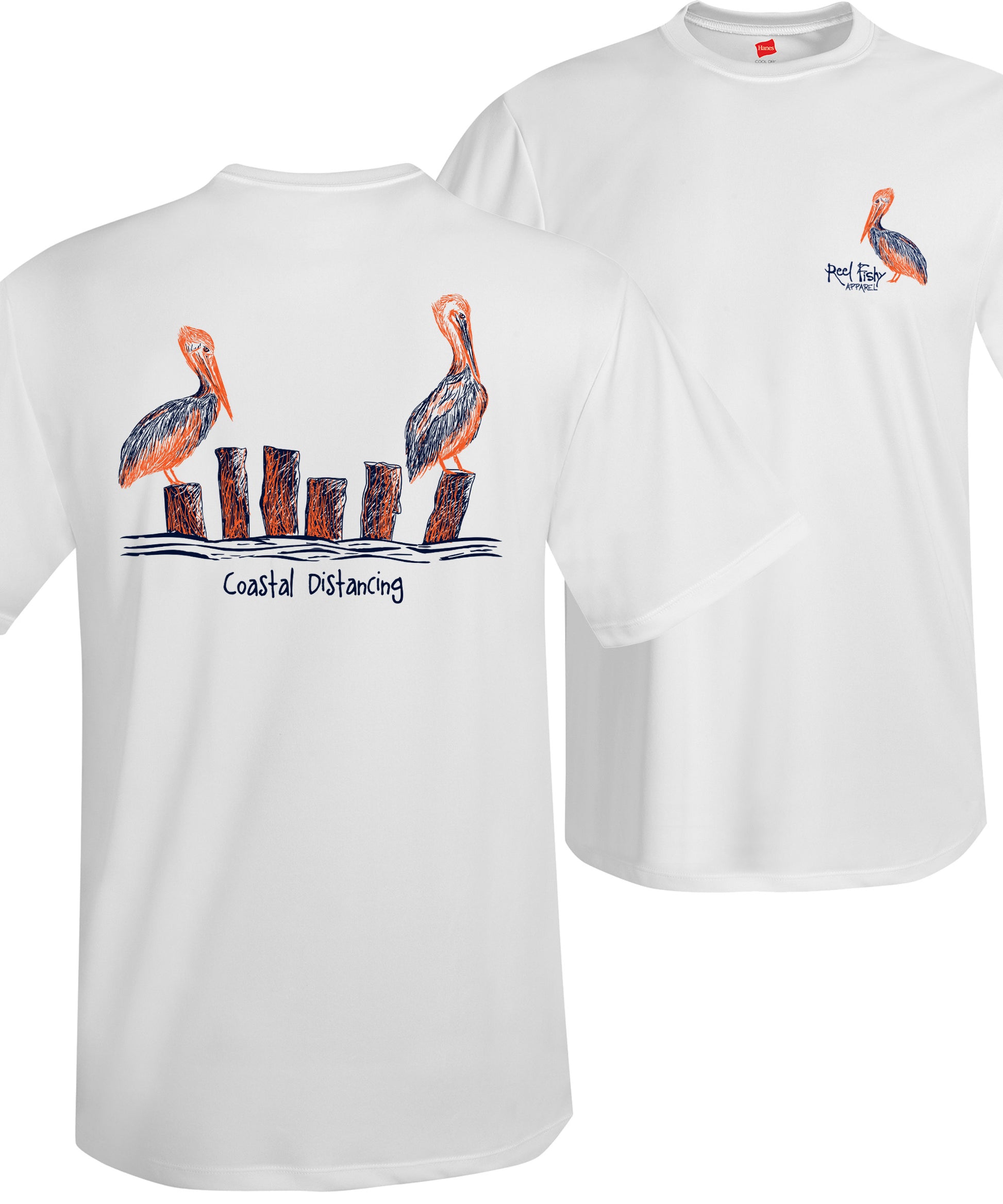 Pelicans Coastal Distancing Performance Dry-fit White Short Sleeve Shirts