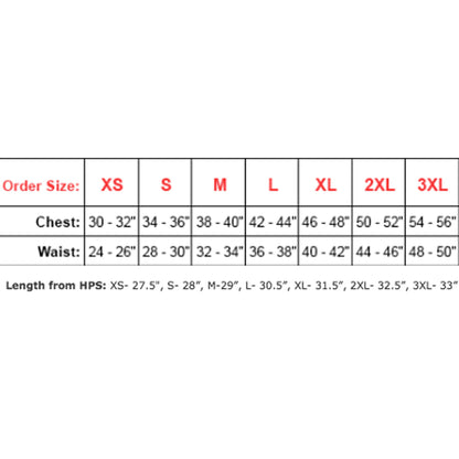 Performance Shirt Size Chart