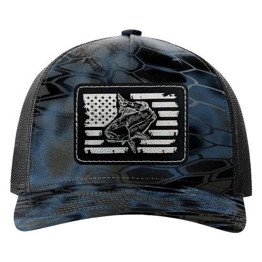 Redfish Fishing Leather Patch Trucker Hats