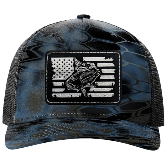 Redfish Fishing Leather Patch Trucker Hats