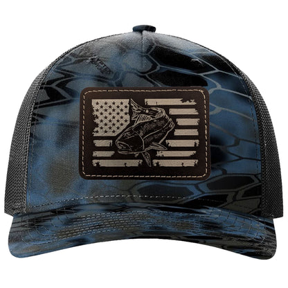Redfish Fishing Leather Patch Trucker Hats