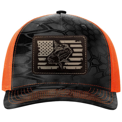Redfish Fishing Leather Patch Trucker Hats