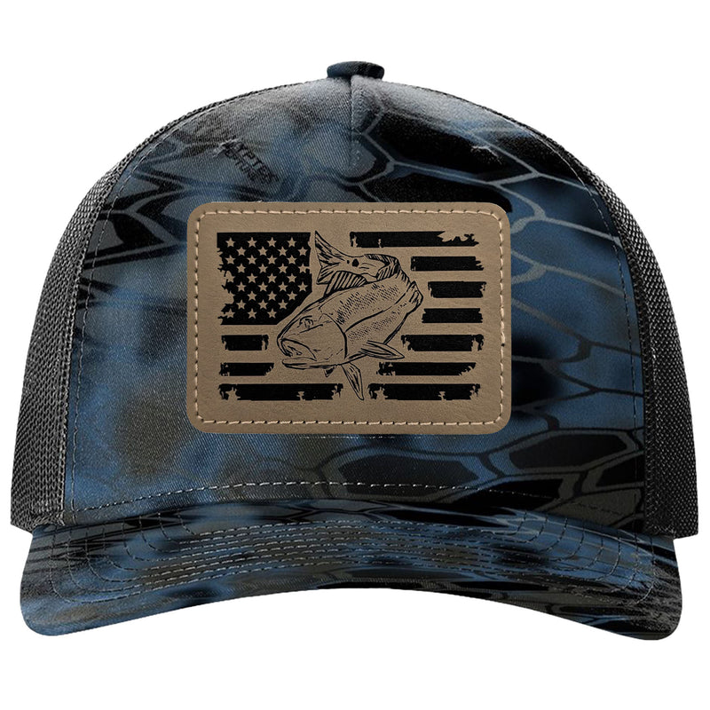 Redfish Fishing Leather Patch Trucker Hats