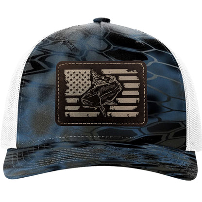 Redfish Fishing Leather Patch Trucker Hats