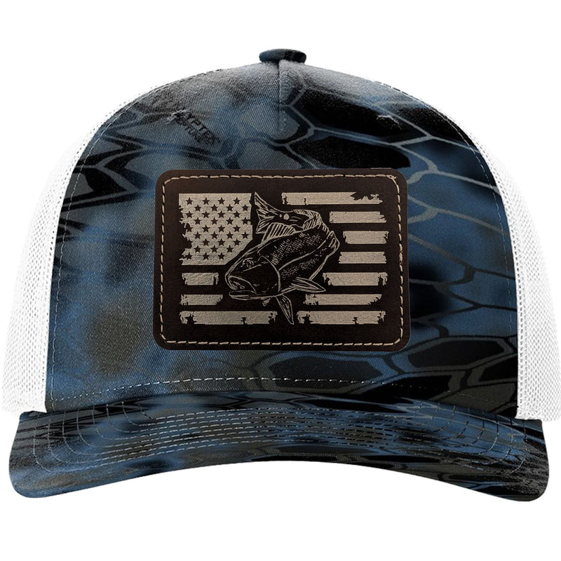 Redfish Fishing Leather Patch Trucker Hats