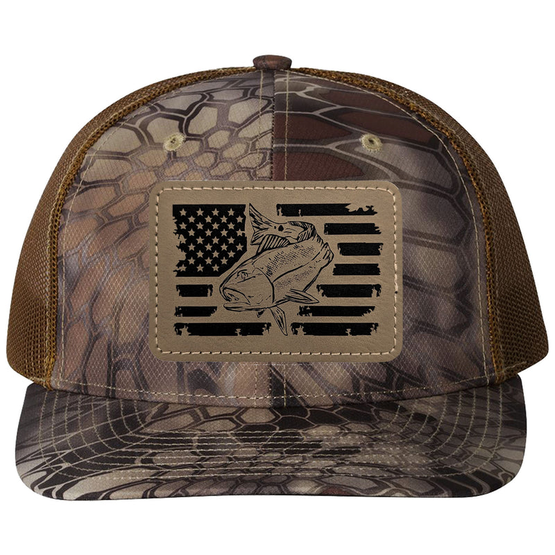 Redfish Fishing Leather Patch Trucker Hats