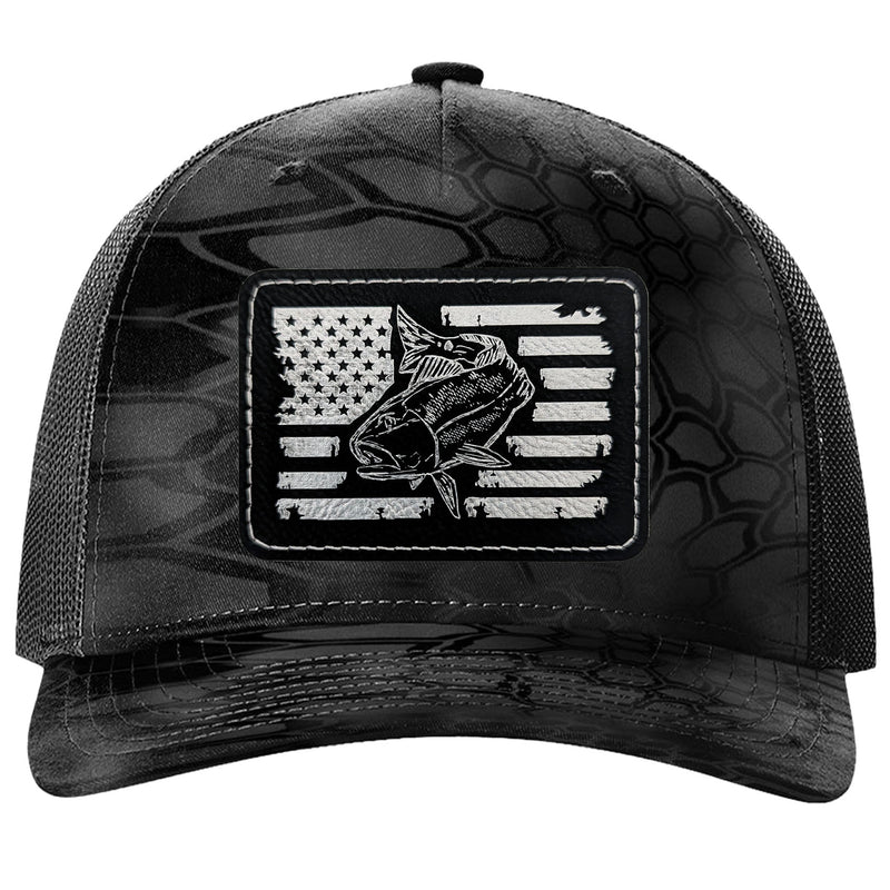 Redfish Fishing Leather Patch Trucker Hats