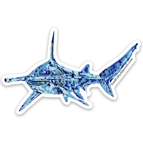 Hammerhead Shark 3-Inch Vinyl Decal in Vibrant Blue Pattern – Reel Fishy Apparel