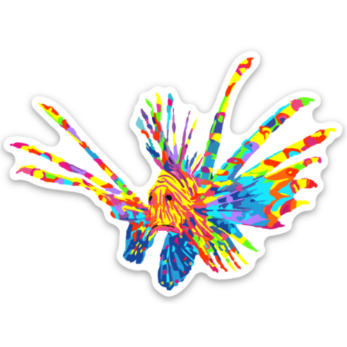 Reel Fishy Lionfish 3in Colorful Vinyl Decal