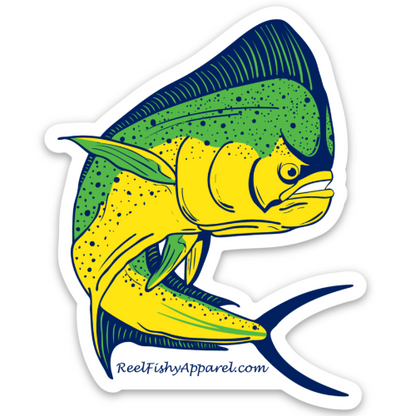 Reel Fishy Mahi Fishing 3in Vinyl Decal
