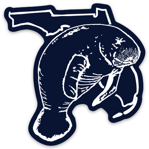 Reel Fishy Florida Manatee 3in Vinyl Decal in Navy