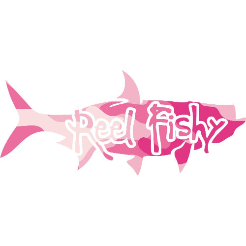Reel Fishy Tarpon Fishing Vinyl Decal in Pink Camo
