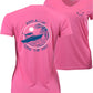 Ladies Hot Pink Reelaxin' V-neck Performance Dry-Fit Fishing Short Sleeve Shirts, 50+ UPF Sun Protection - Reel Fishy Apparel
