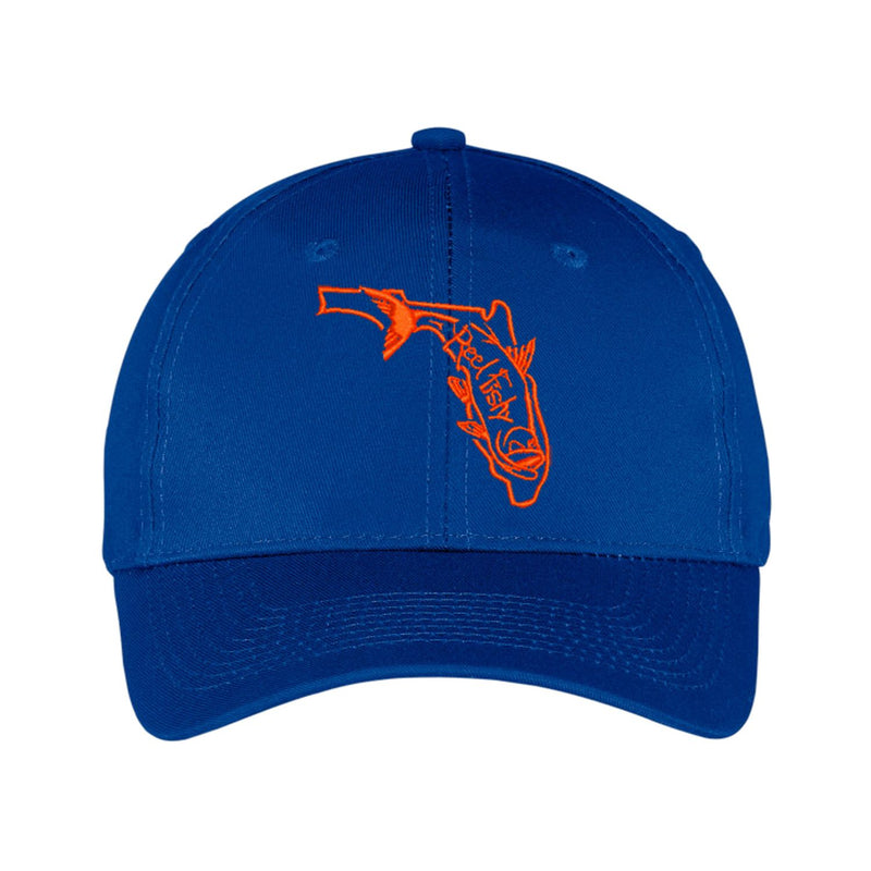 Royal Unstructured Dad Hat with State of Florida Reel Fishy Tarpon Logo