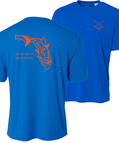 Royal/Orange Tarpon State of FL Team Performance Shirts 50+UV Sun Protection Short Sleeves